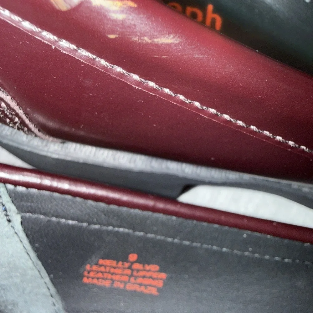 Marc Joseph New York Loafers Women Burgundy Patent Leather Chain Accent Comfort